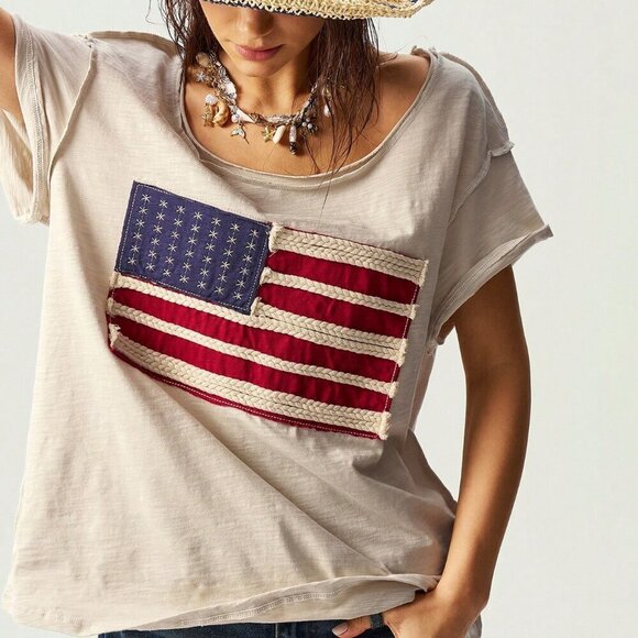 Apricot Casual Women's Boho Loose Knit Short Sleeve Sweater - Picture 6 of 7